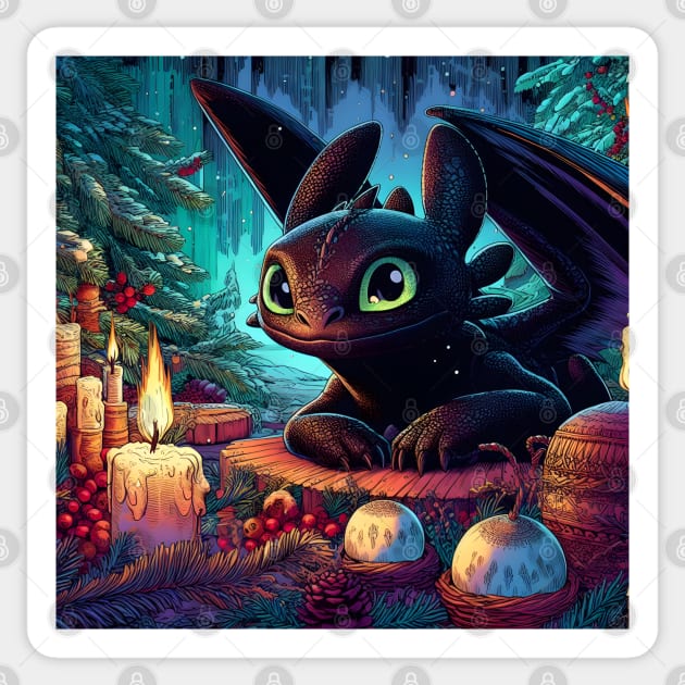 Christmas Dragon Wonderland: Festive Art Prints Featuring Whimsical Dragon Designs for a Joyful Holiday Celebration! Sticker by insaneLEDP